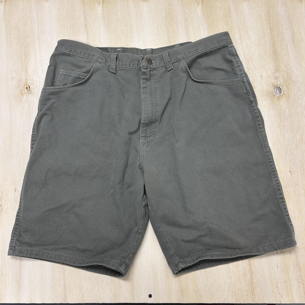 Vintage Wrangler Chino Shorts Mens 38 Green Cotton Denim USA 10" Inseam Casual